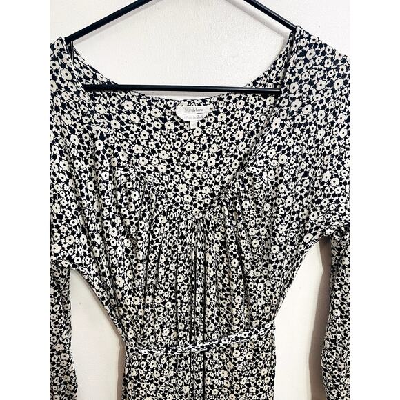 Max Mara Floral Asymmetric Midi Long Sleeve Belted Ruffle Dress Size 44 (US 10) - Picture 3 of 3